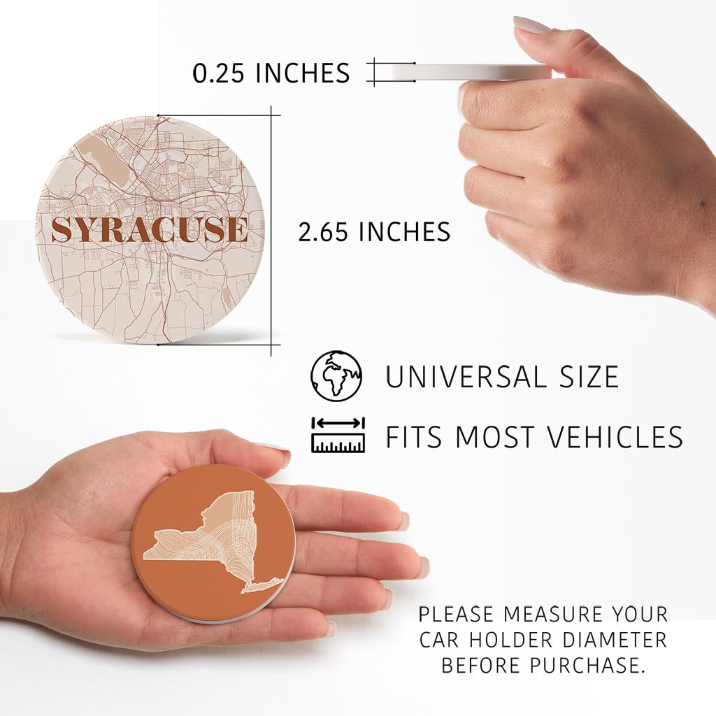 Modern Minimalist New York Syracuse State | Absorbent Car Coasters | Set of 2 | Min 4