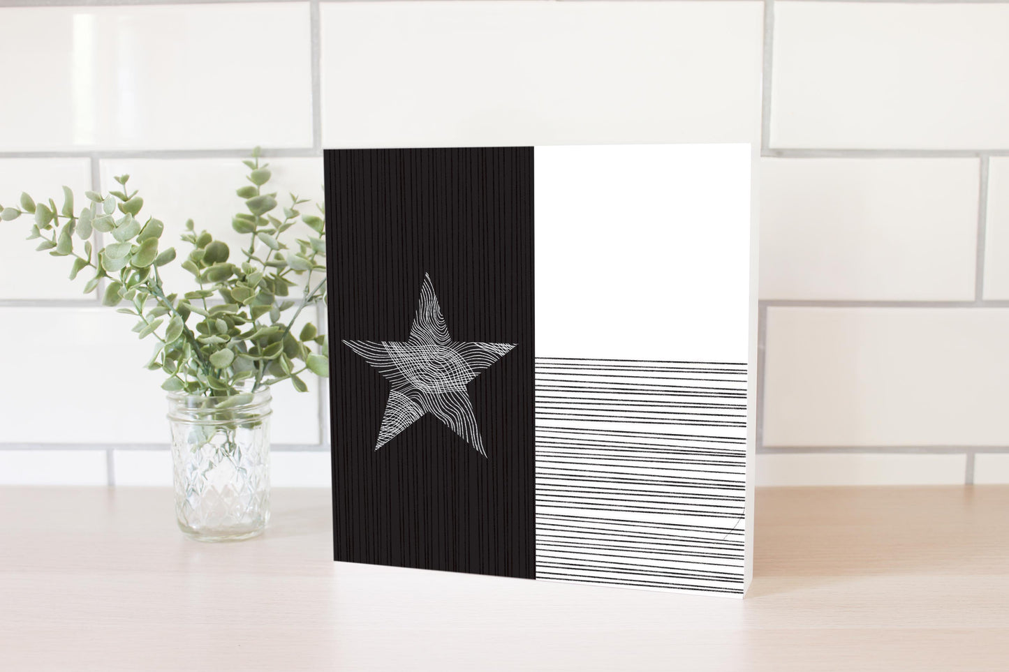 Modern Texas State Flag Abstract Lines | Wood Block | Eaches | Min 2