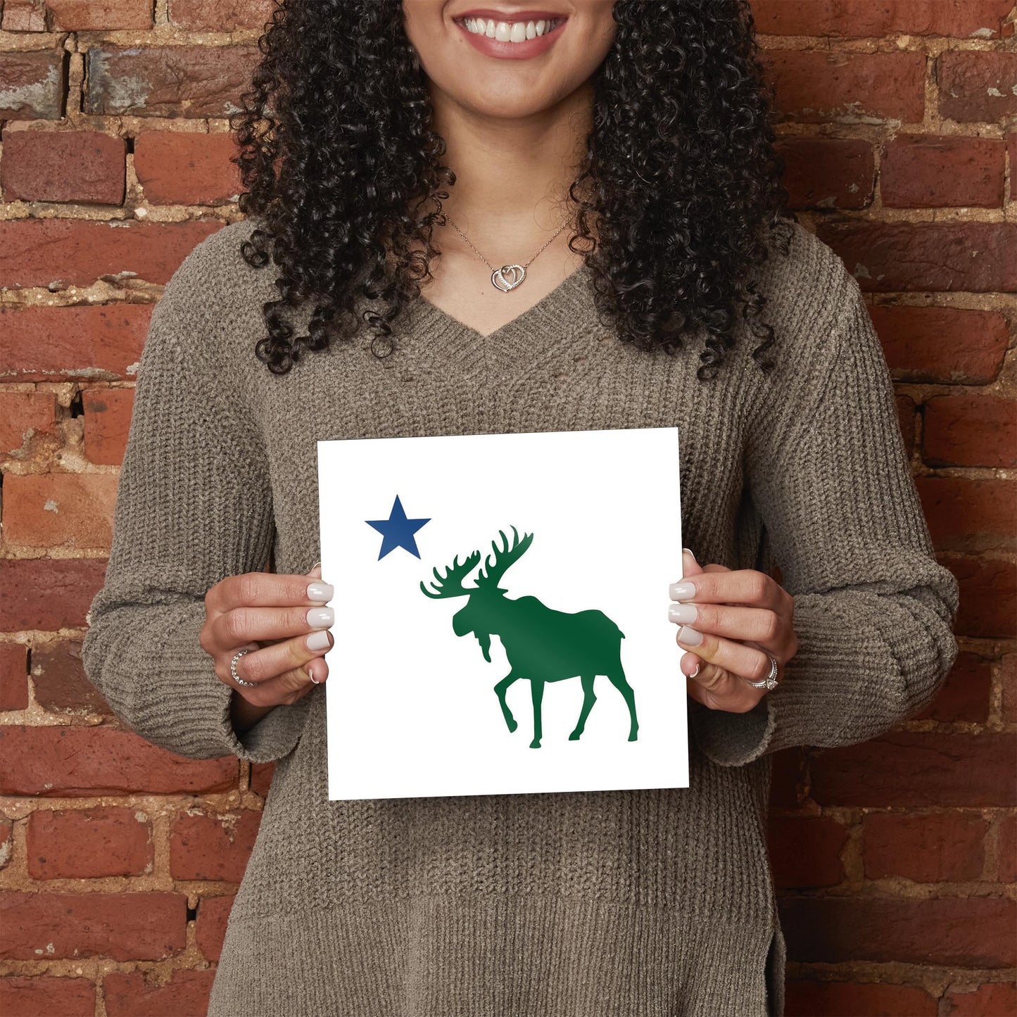 New England Star And Moose | Hi-Def Glass Art | Eaches | Min 2
