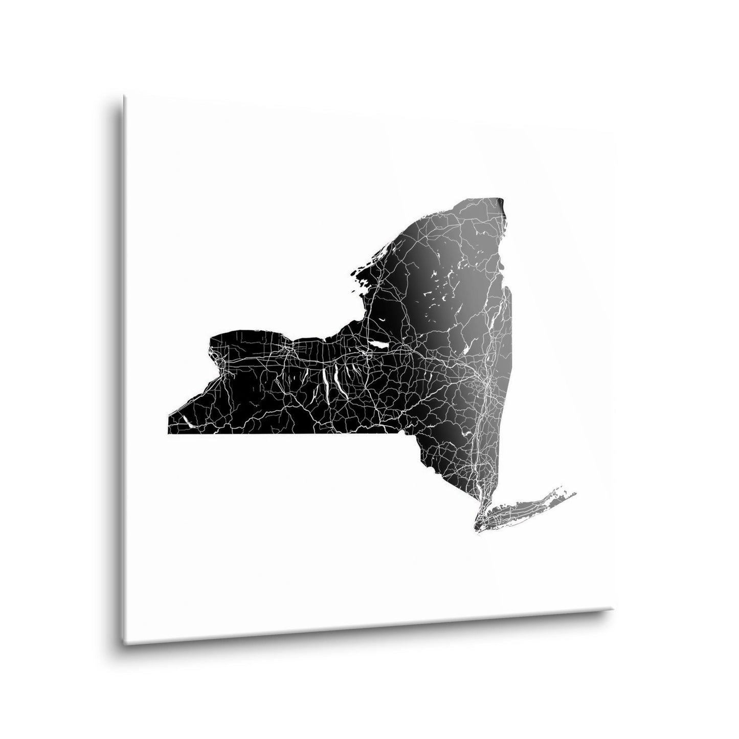 Minimalistic B&W New York State With Map | Hi-Def Glass Art | Eaches | Min 2
