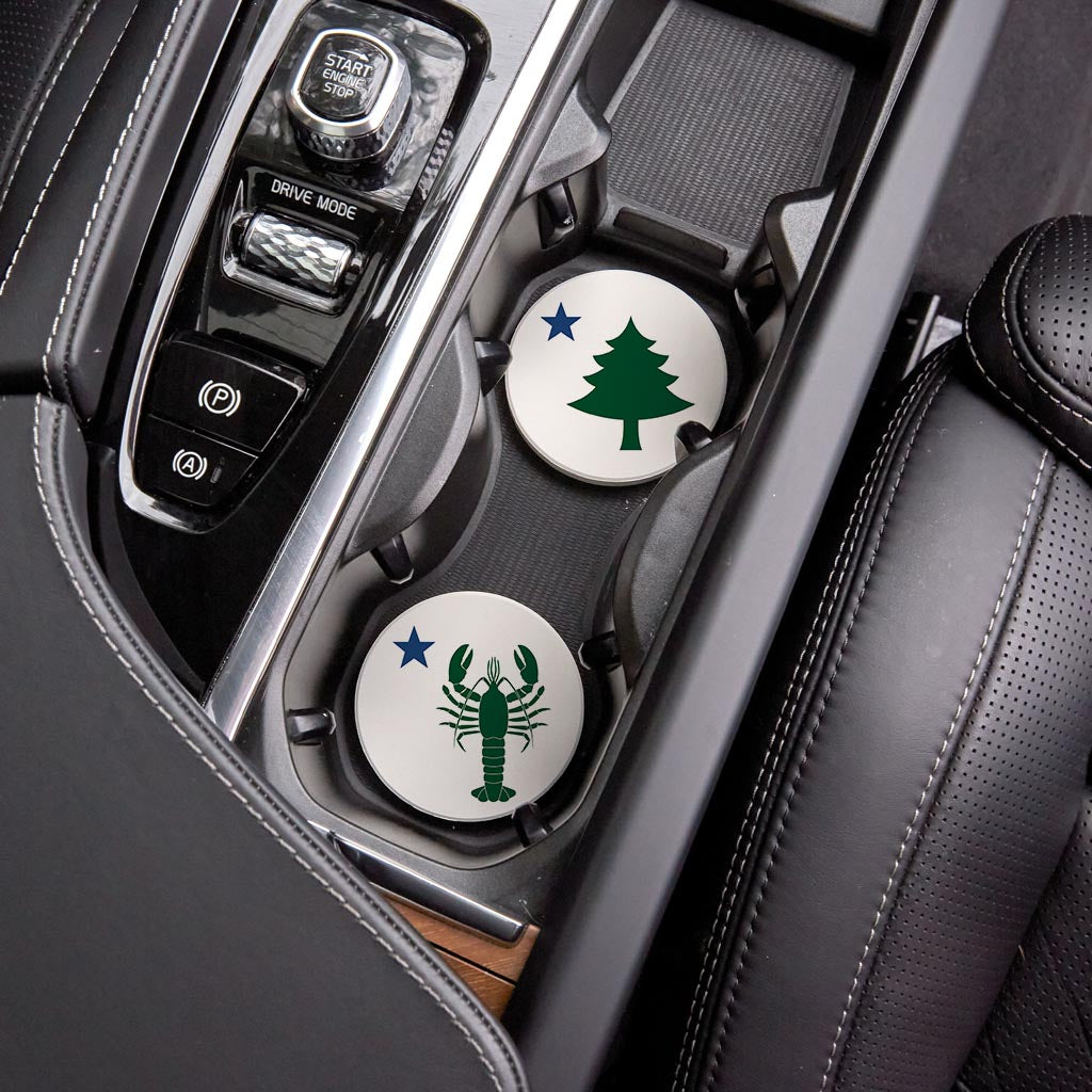New England Star With Tree Lobster| Absorbent Car Coasters | Set of 2 | Min 4