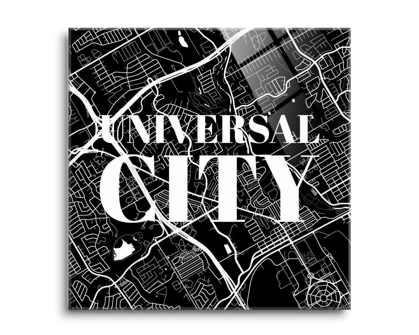 Minimalistic B&W Texas Universal City Map | Hi-Def Glass Art | Eaches | Min 2