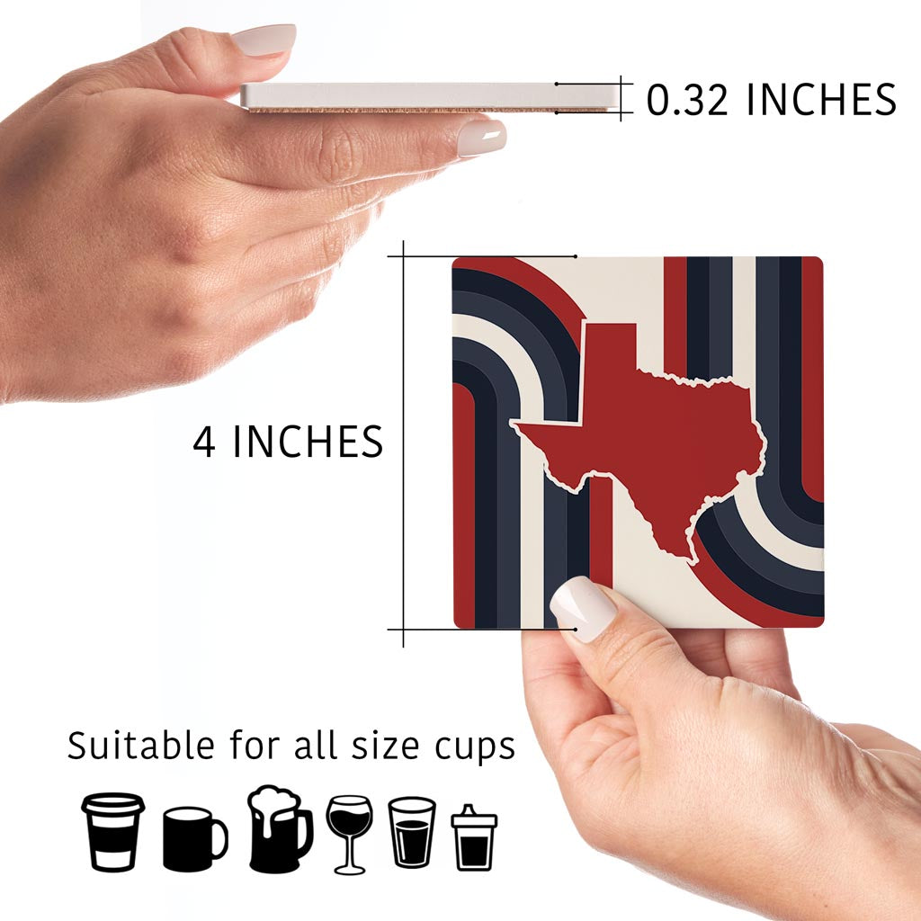 Modern Minimalist Texas Colors Retro Shape | Absorbent Coasters | Set of 4 | Min 2