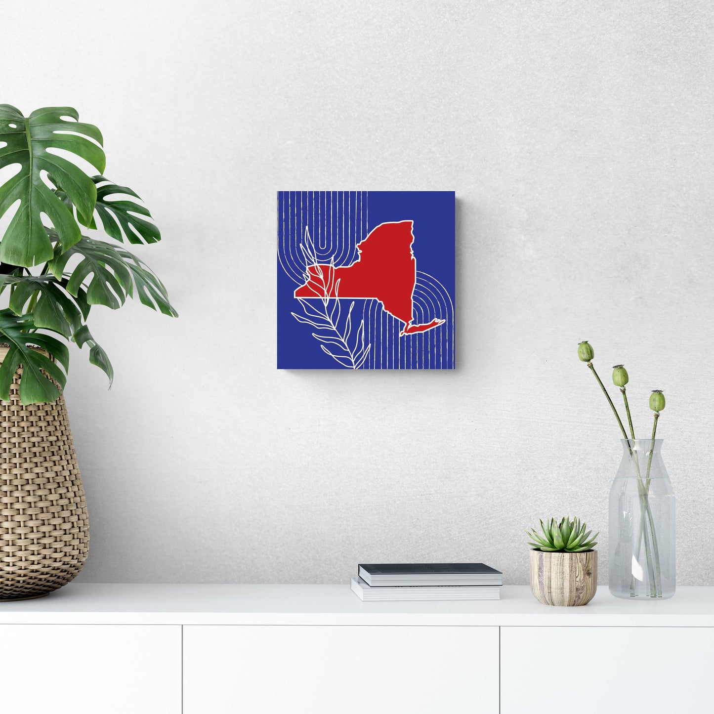 Red White And Blue New York State Retro Thin Lines | Wood Sign | Eaches | Min 2