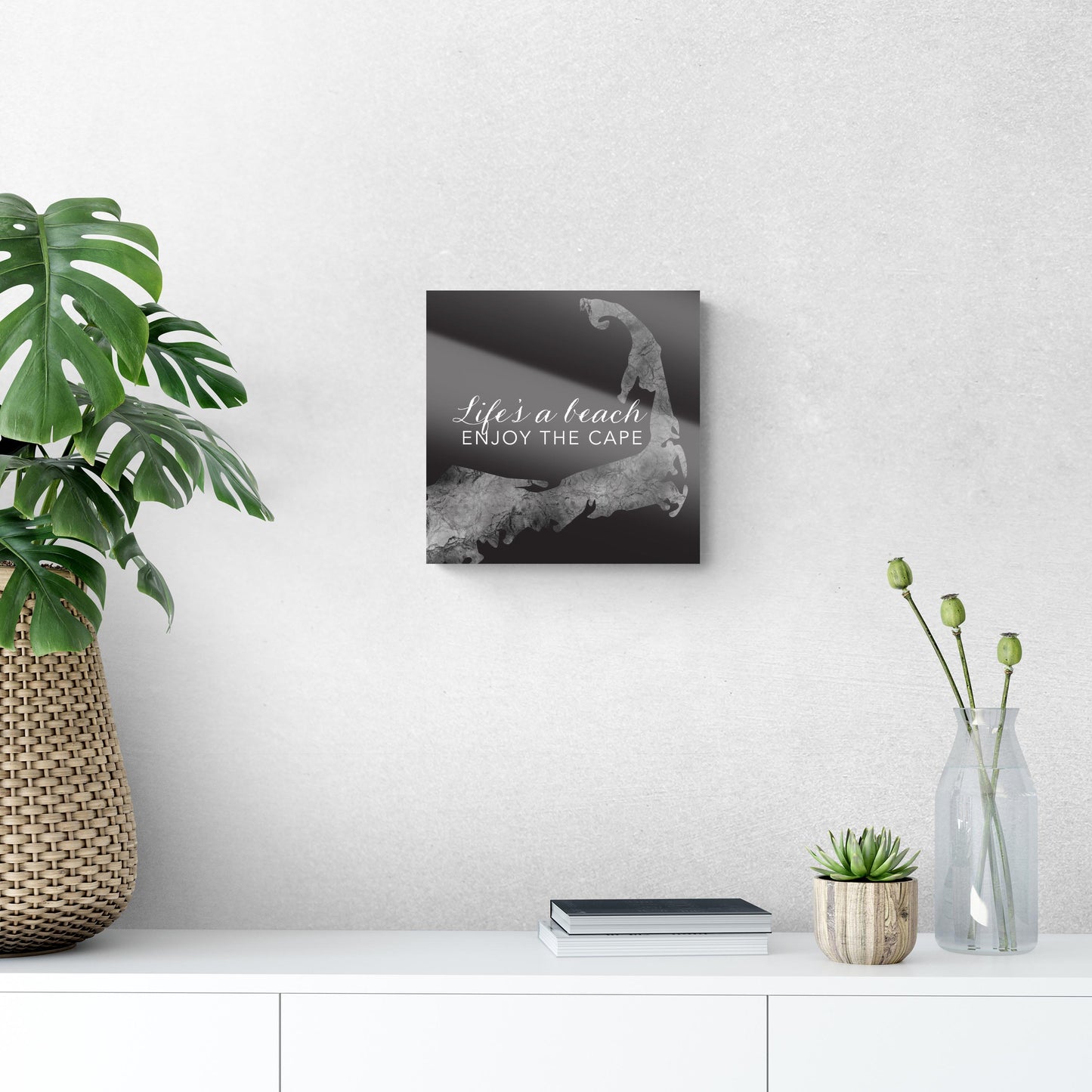 Minimalistic B&W Cape Cod Lifes A Beach | Hi-Def Glass Art | Eaches | Min 1