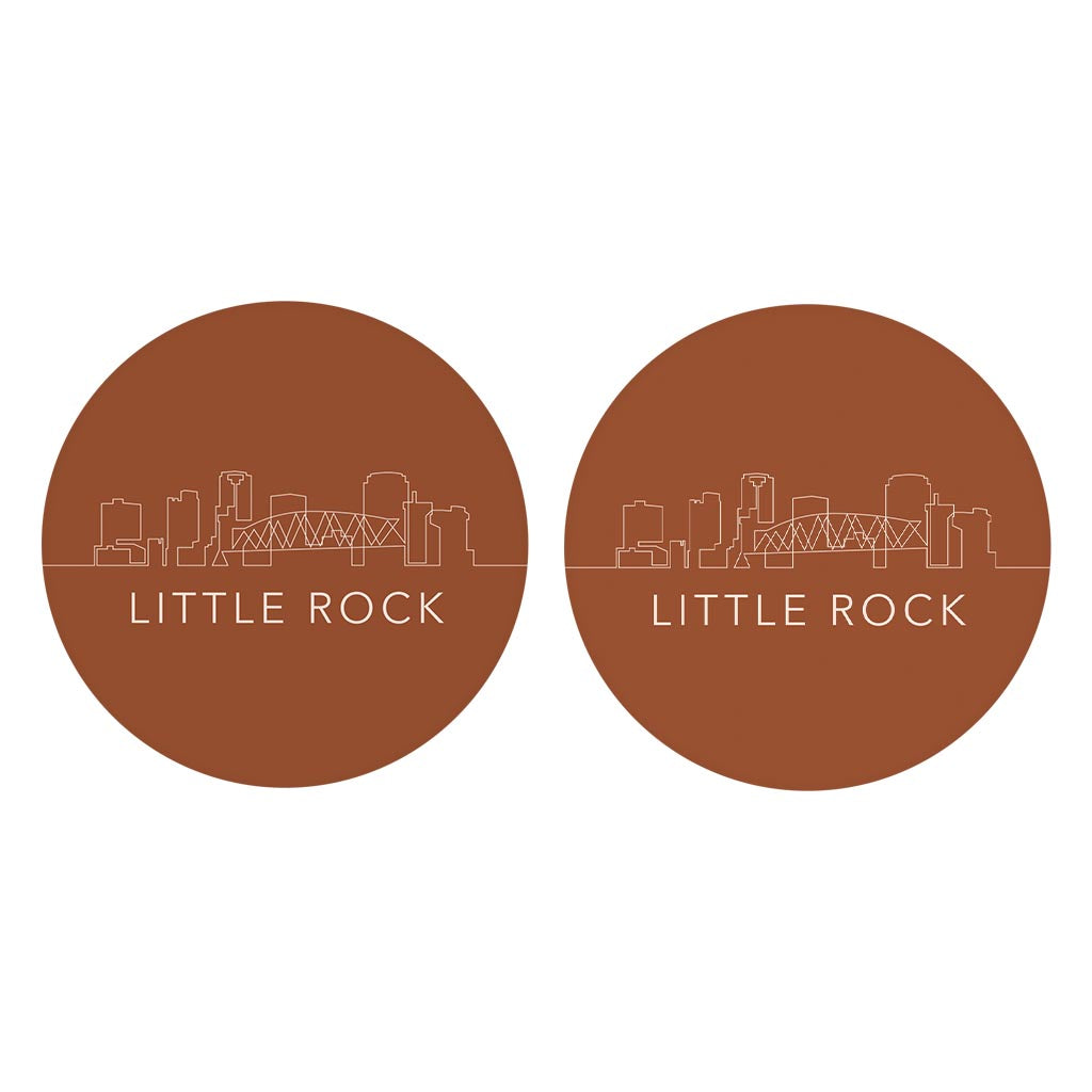 Modern Minimalist Arkansas Little Rock Skyline | Absorbent Car Coasters | Set of 2 | Min 4