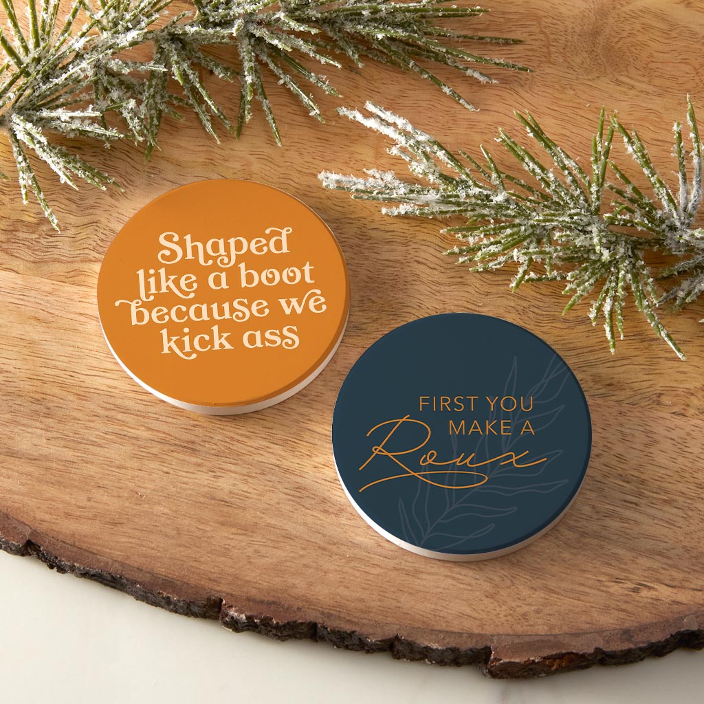 Modern Minimalist Louisianaset | Absorbent Car Coasters | Set of 2 | Min 4