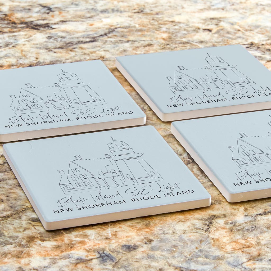 Block Island Se Light Muted Coastal | Absorbent Coasters | Set of 4 | Min 2