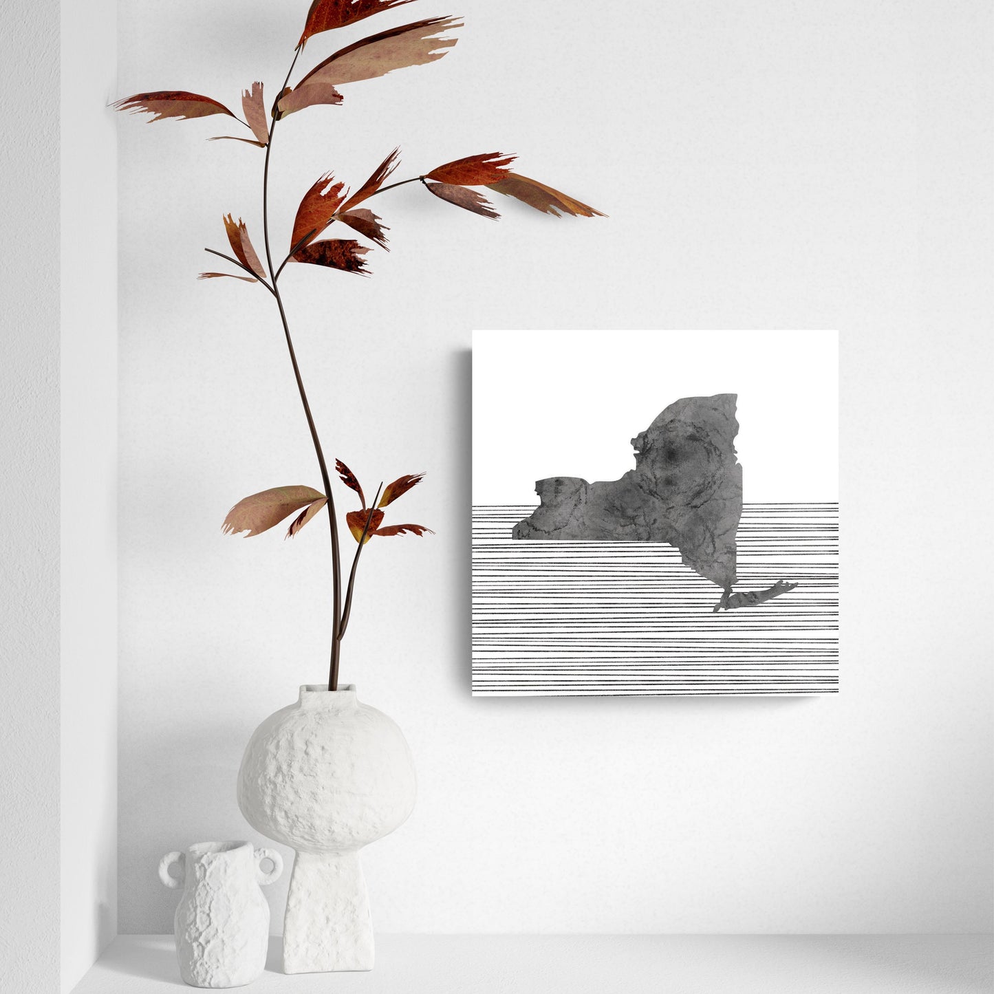 Minimalistic B&W New York Shape Straight Lines | Hi-Def Glass Art | Eaches | Min 2