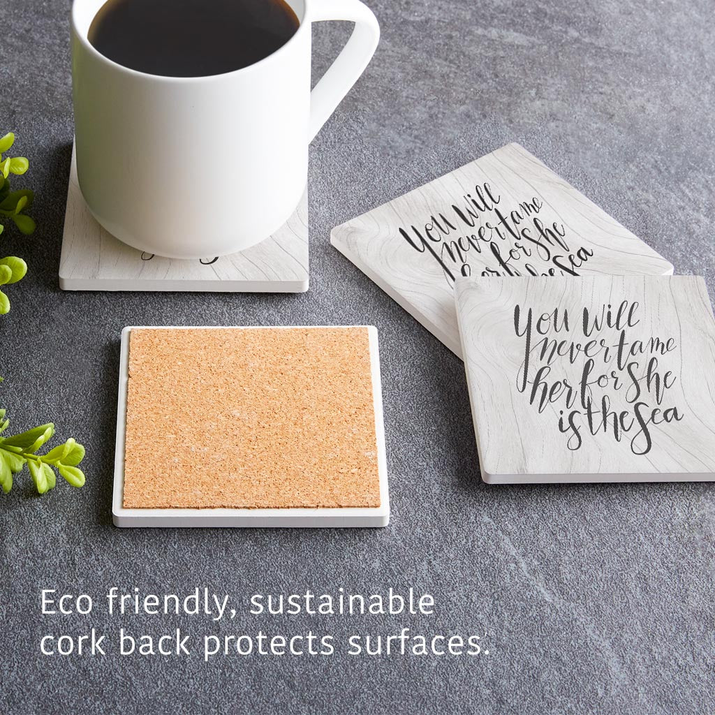 New England Calligraphy Saying | Absorbent Coasters | Set of 4 | Min 2