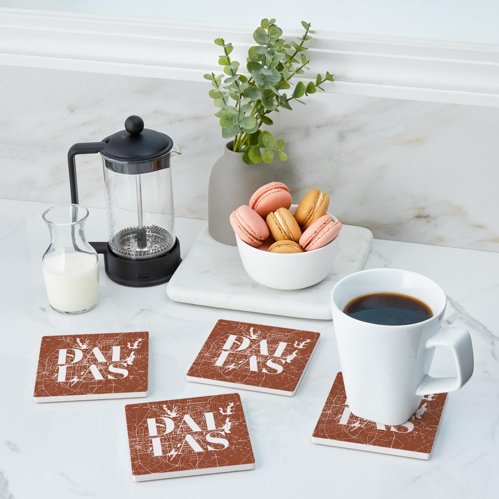 Modern Minimalist Dallas Texas Map| Absorbent Coasters | Set of 4 | Min 2