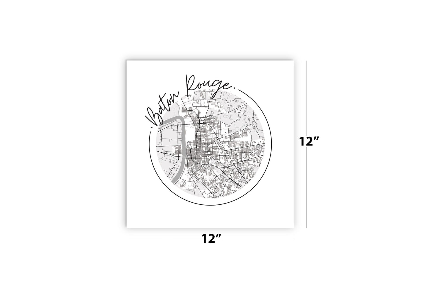 Minimalist B&W Louisiana Baton Rouge Circle Map | Wood Sign | Eaches | Min 2