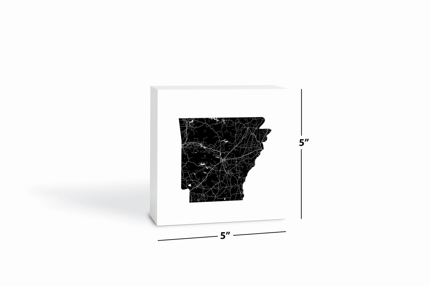 B&W Minimalist Arkansas Map | Wood Block | Eaches | Min 4