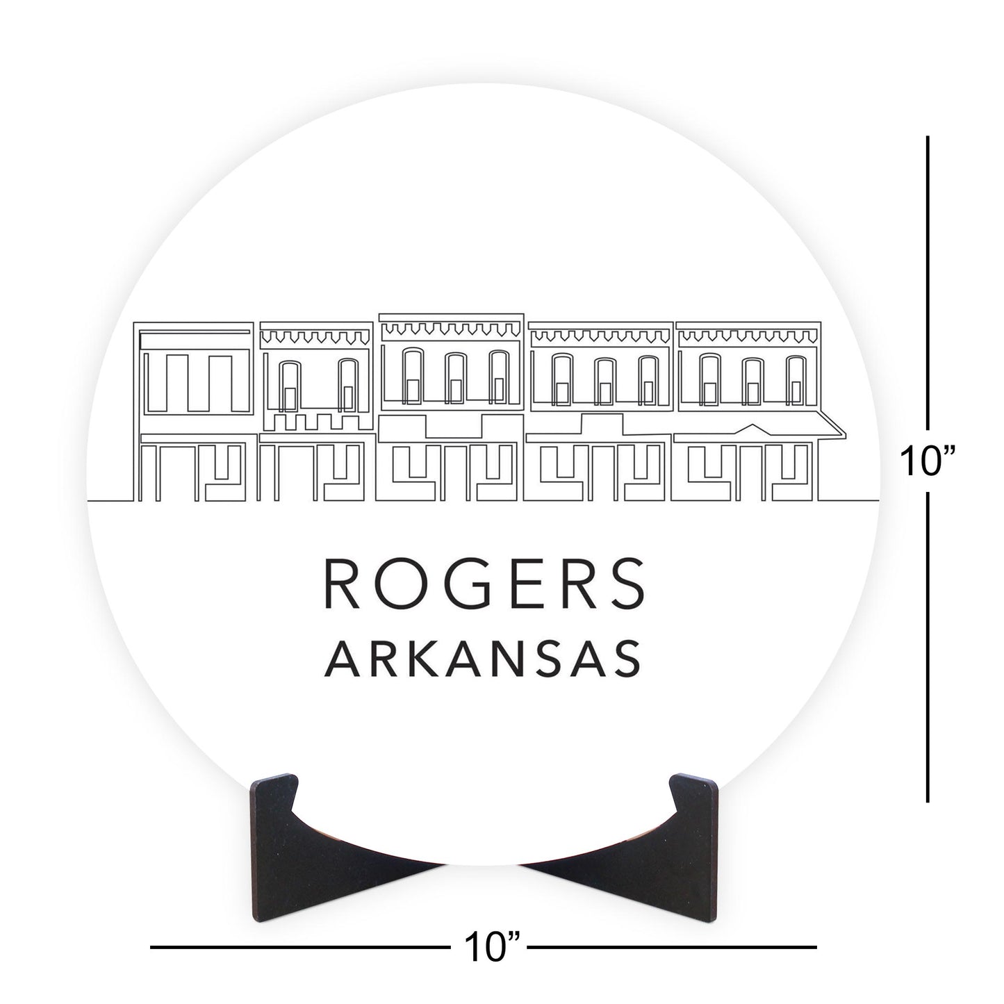 Minimalist B&W Arkansas Rogers Skyline | Wood Sign | Eaches | Min 1