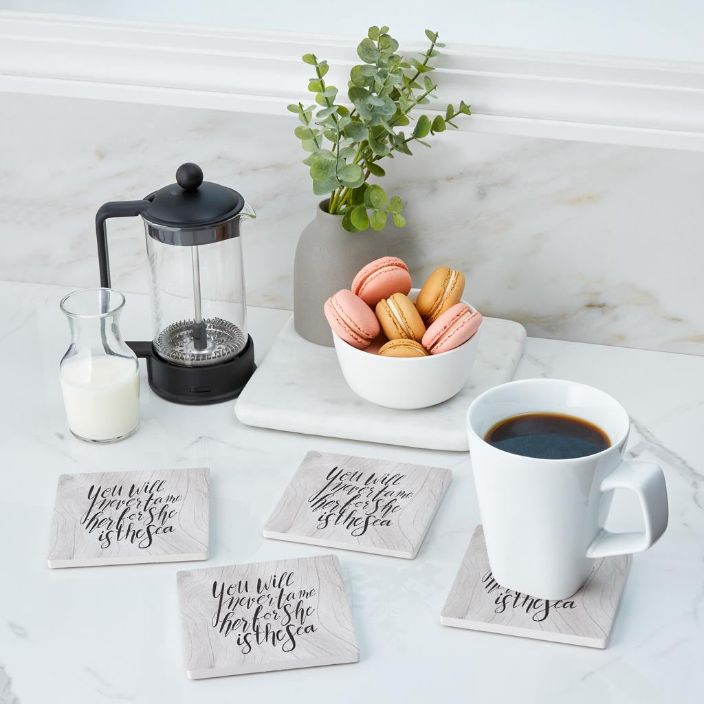 New England Calligraphy Saying | Absorbent Coasters | Set of 4 | Min 2