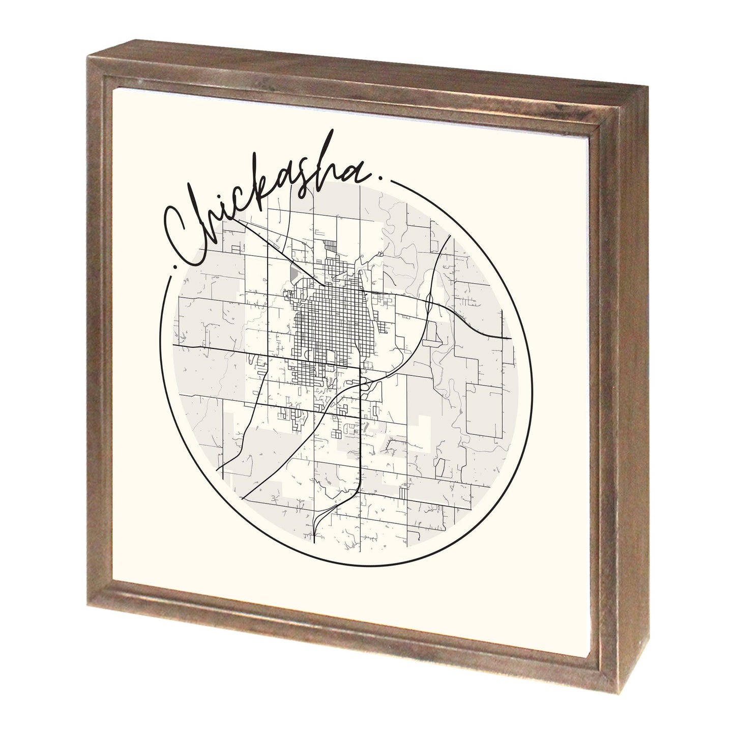 Modern Minimalist Oklahoma Chickasha Map | Wood Sign | Eaches | Min 1
