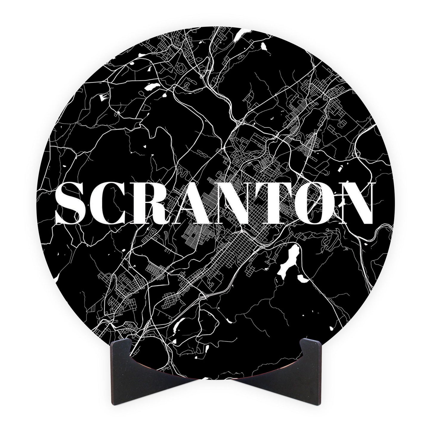 Minimalistic B&W Pennsylvania Scranton Map | Wood Sign | Eaches | Min 1