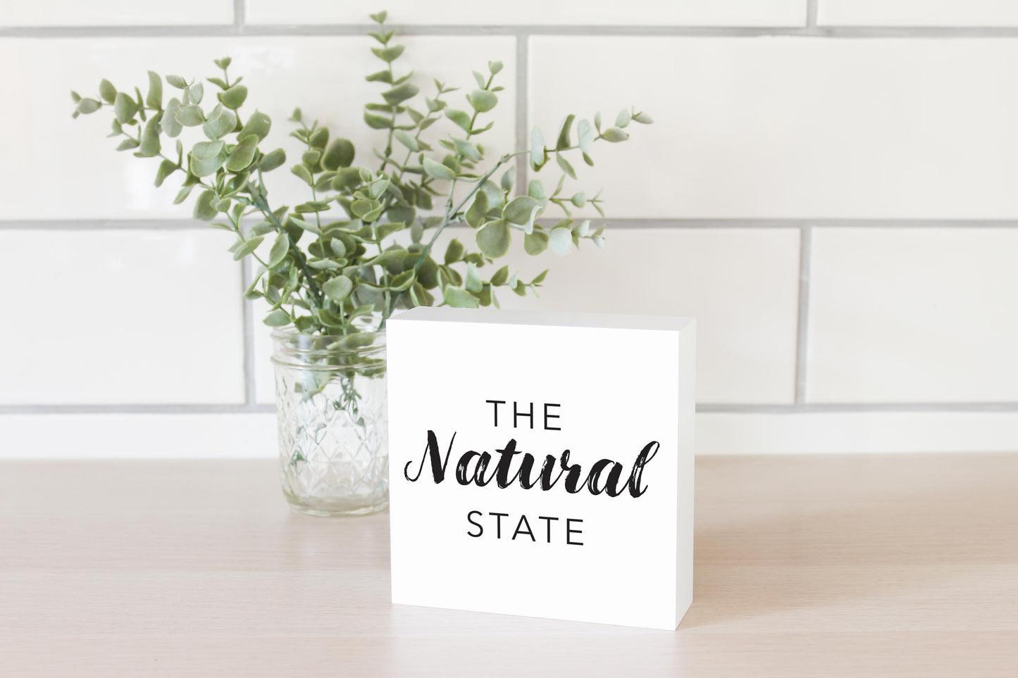 B&W Minimalist Arkansas The Natural State | Wood Block | Eaches | Min 4