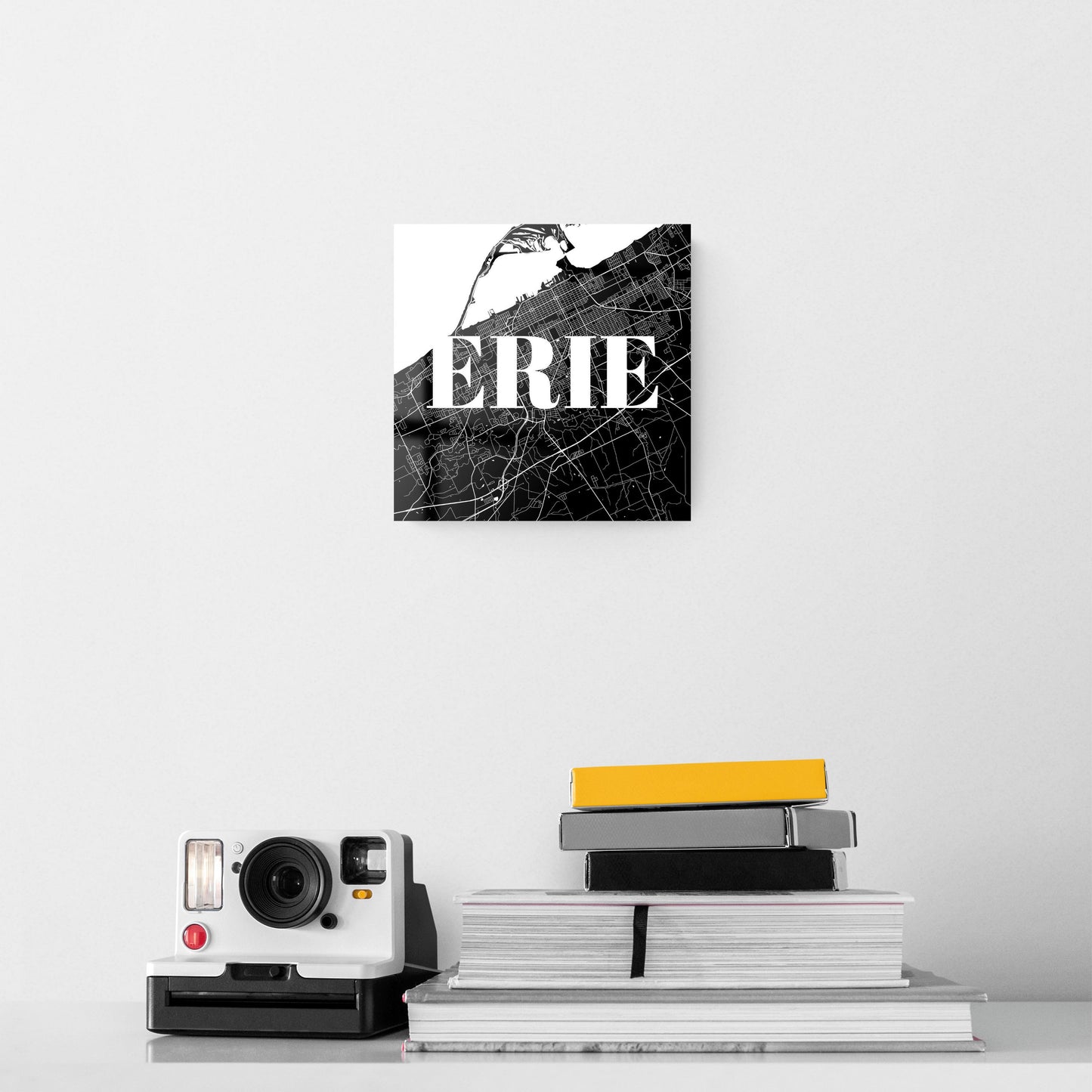 Minimalistic B&W Pennsylvania Erie Map | Hi-Def Glass Art | Eaches | Min 2