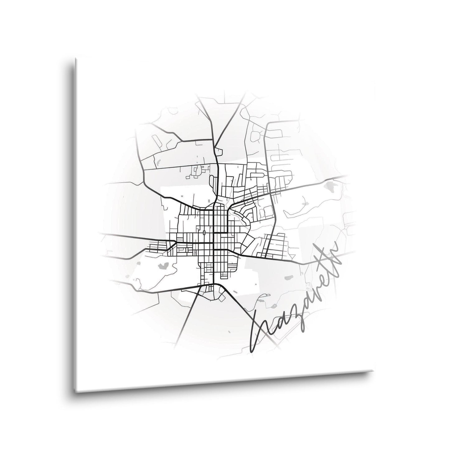 Minimalistic B&W Pennsylvania Nazareth Circle Map | Hi-Def Glass Art | Eaches | Min 1