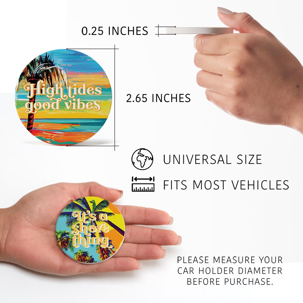 Bright Florida Palm Trees | Absorbent Car Coasters | Set of 2 | Min 4