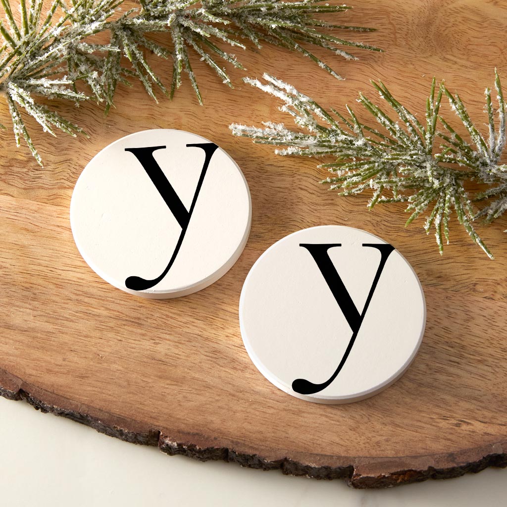 Minimalist Monogram Y Circle | Absorbent Car Coasters | Set of 2 | Min 4