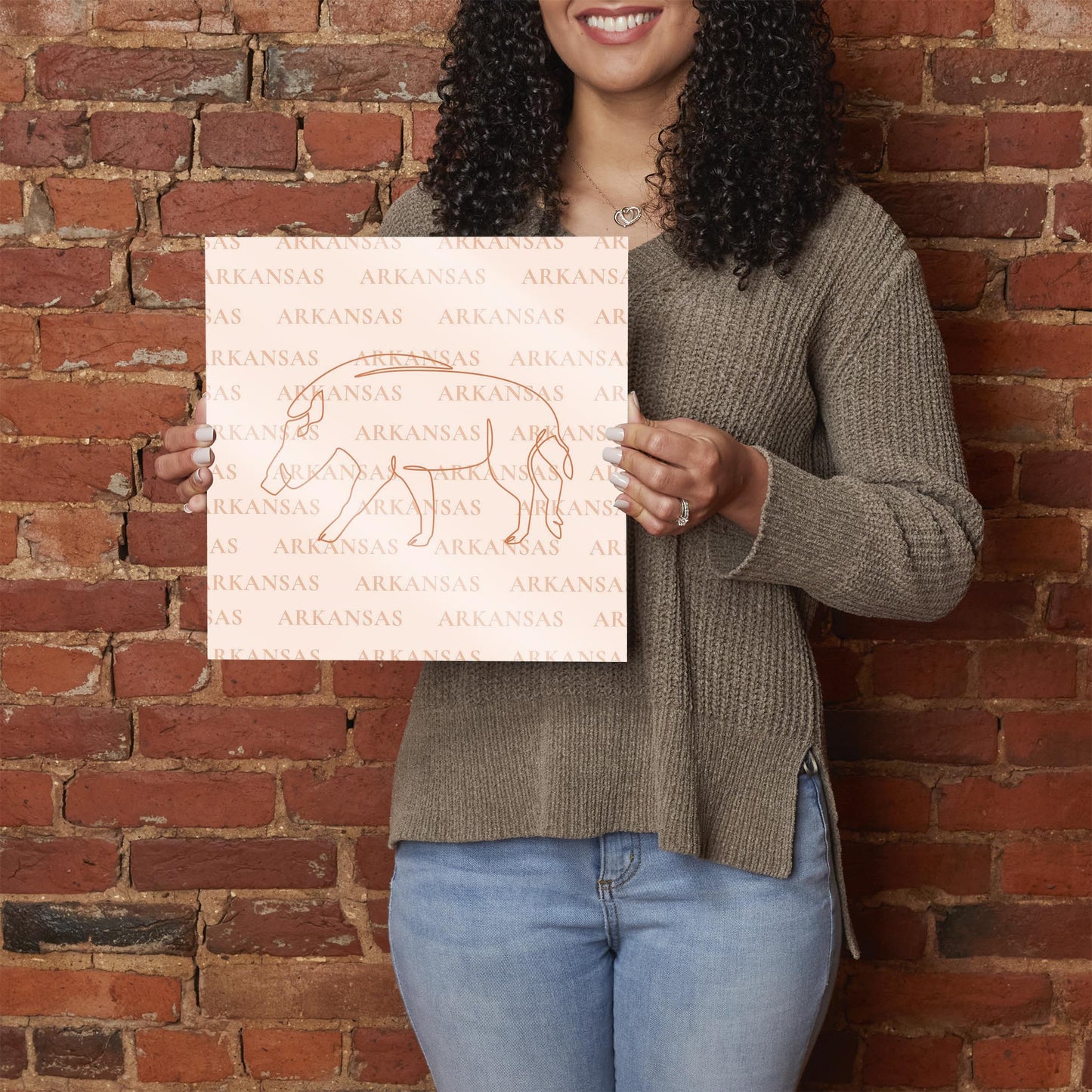Modern Minimalist Arkansas Hog Line Drawing | Hi-Def Glass Art | Eaches | Min 1