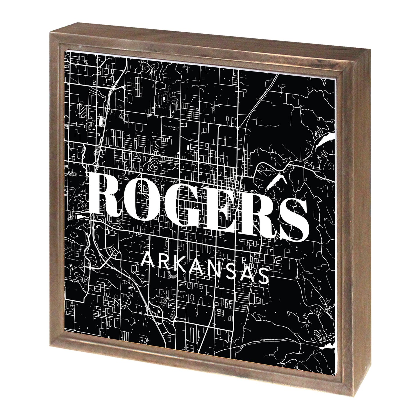 Minimalist B&W Arkansas Rogers Map State | Wood Sign | Eaches | Min 1