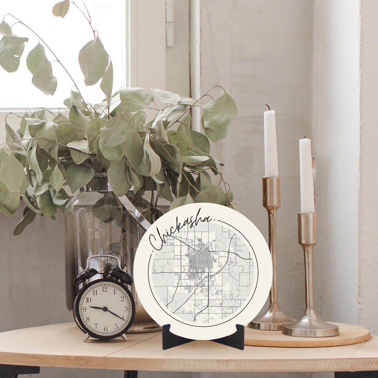 Modern Minimalist Oklahoma Chickasha Map | Wood Sign | Eaches | Min 1