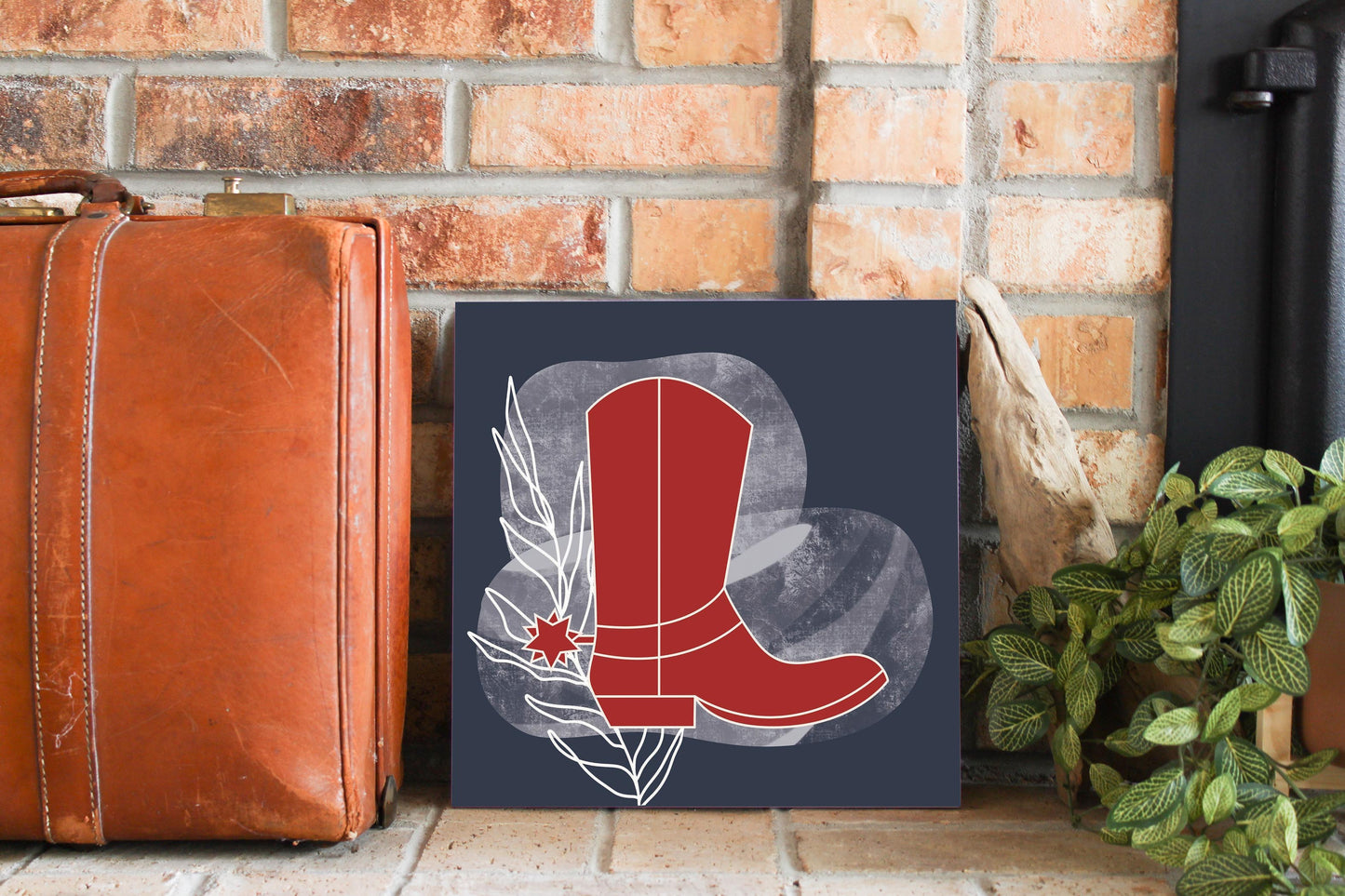 Modern Minimalist Texas Colors Boot | Wood Sign | Eaches | Min 2