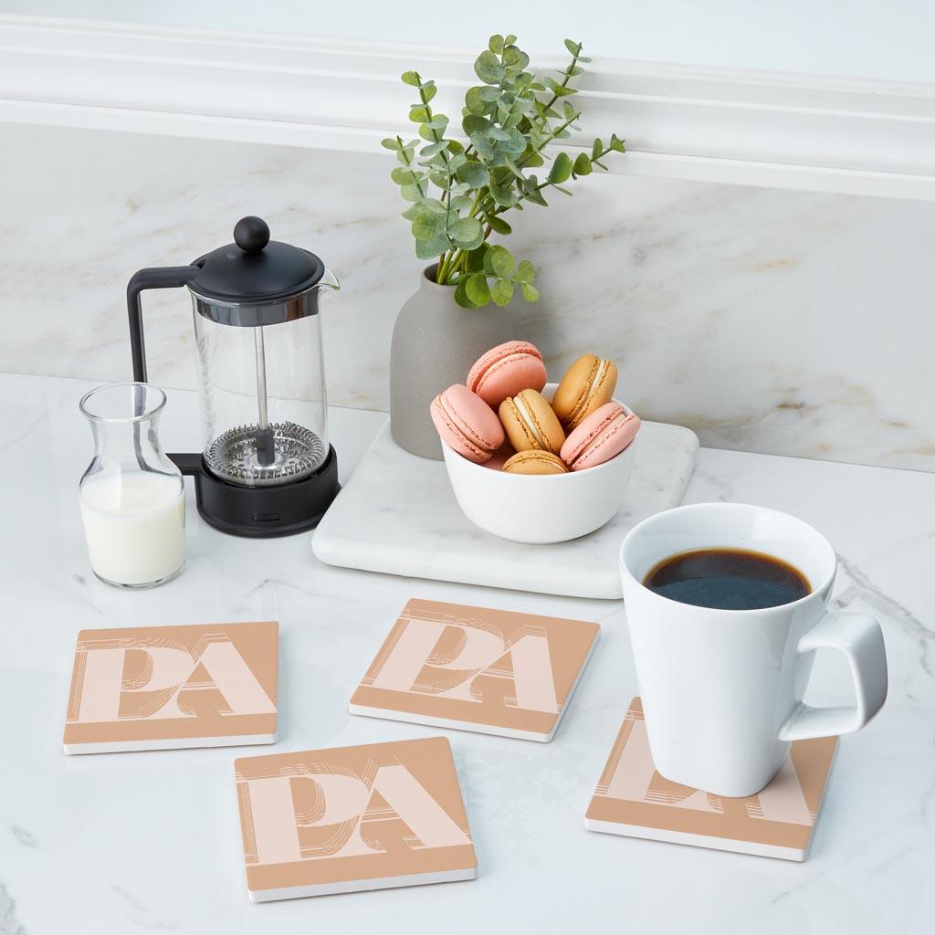 Modern Minimalist Pennsylvania Pa Initials Light | Absorbent Coasters | Set of 4 | Min 2