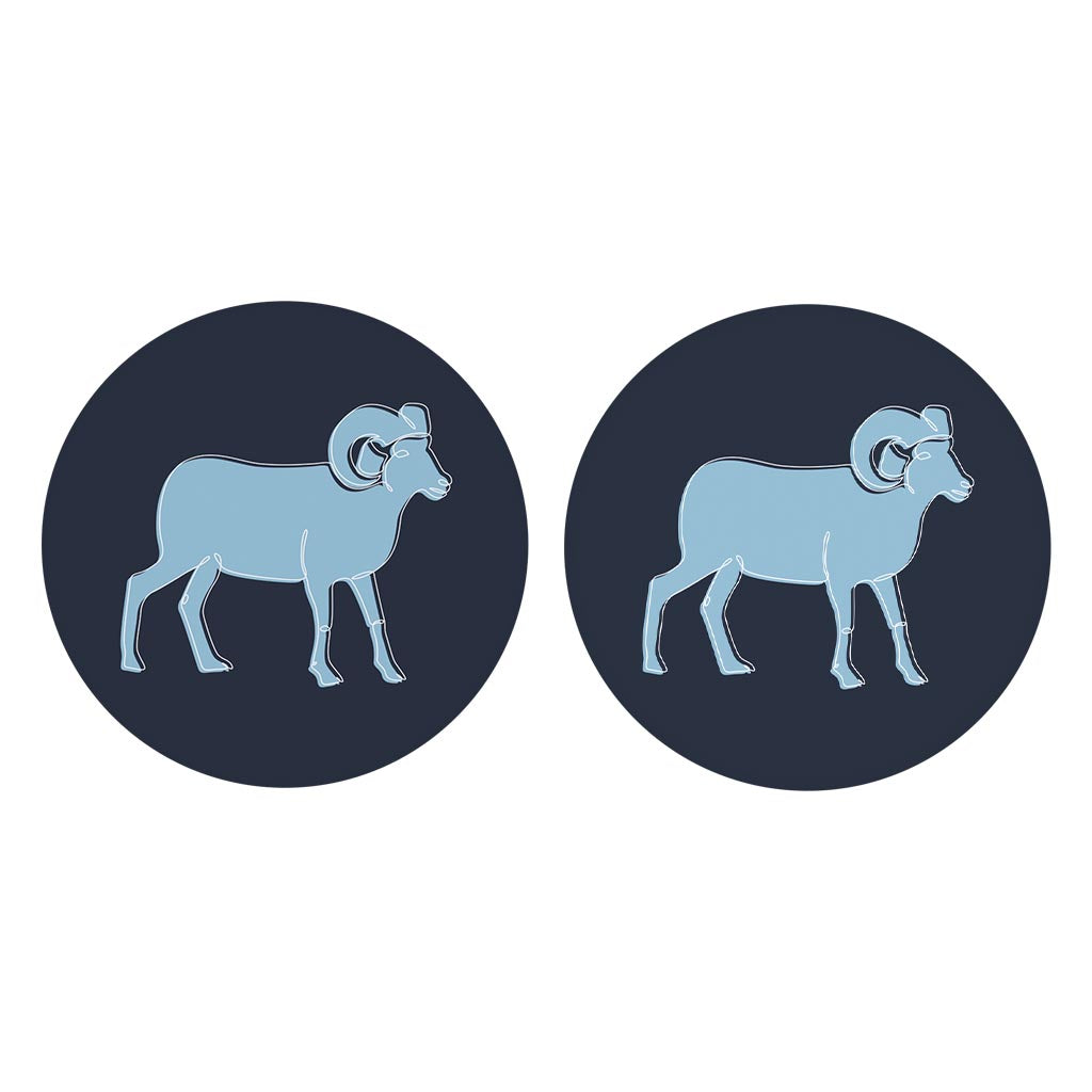 Blue Shades North Carolina Ram Line Drawing| Absorbent Car Coasters | Set of 2 | Min 4