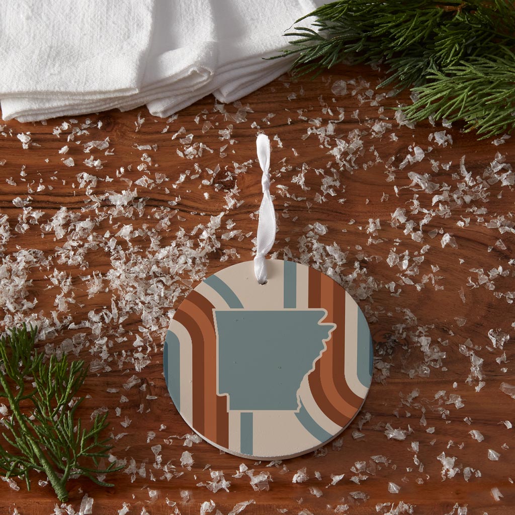 Modern Minimalist Arkansas Retro State Shape| Wood Ornament | Eaches | Min 6