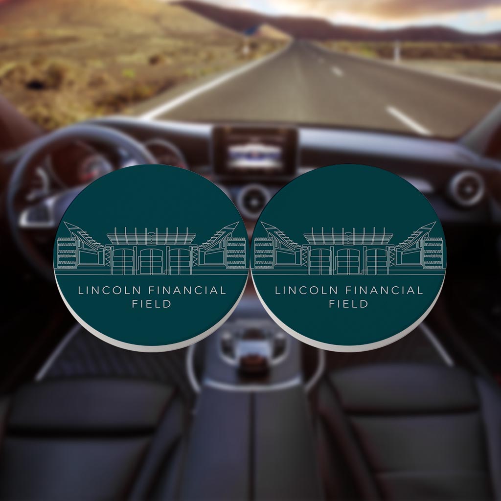 Minimal Pennsylvania Lincoln Field Line Drawing| Absorbent Car Coasters | Set of 2 | Min 4