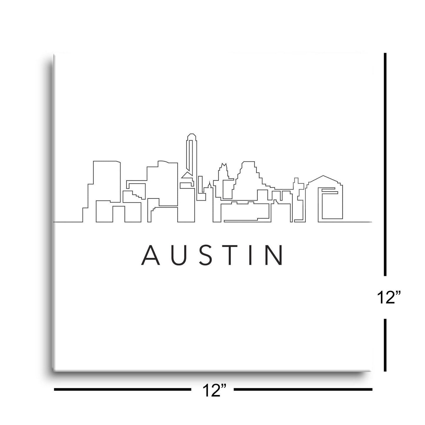 Minimalist B&W Texas Austin Skyline | Hi-Def Glass Art | Eaches | Min 1