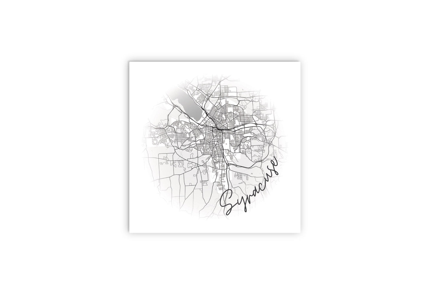 Minimalistic B&W New York Syracuse Faded Circle Map | Wood Sign | Eaches | Min 2