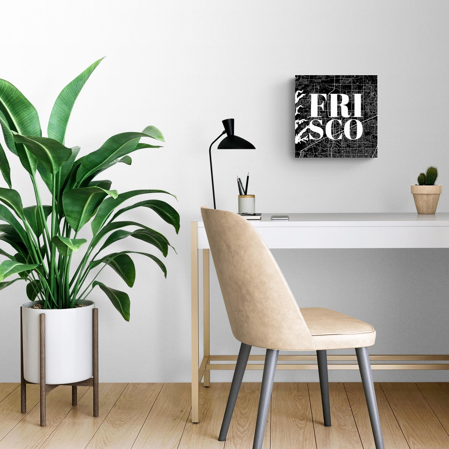 Minimalistic B&W Texas Frisco Map | Wood Sign | Eaches | Min 2