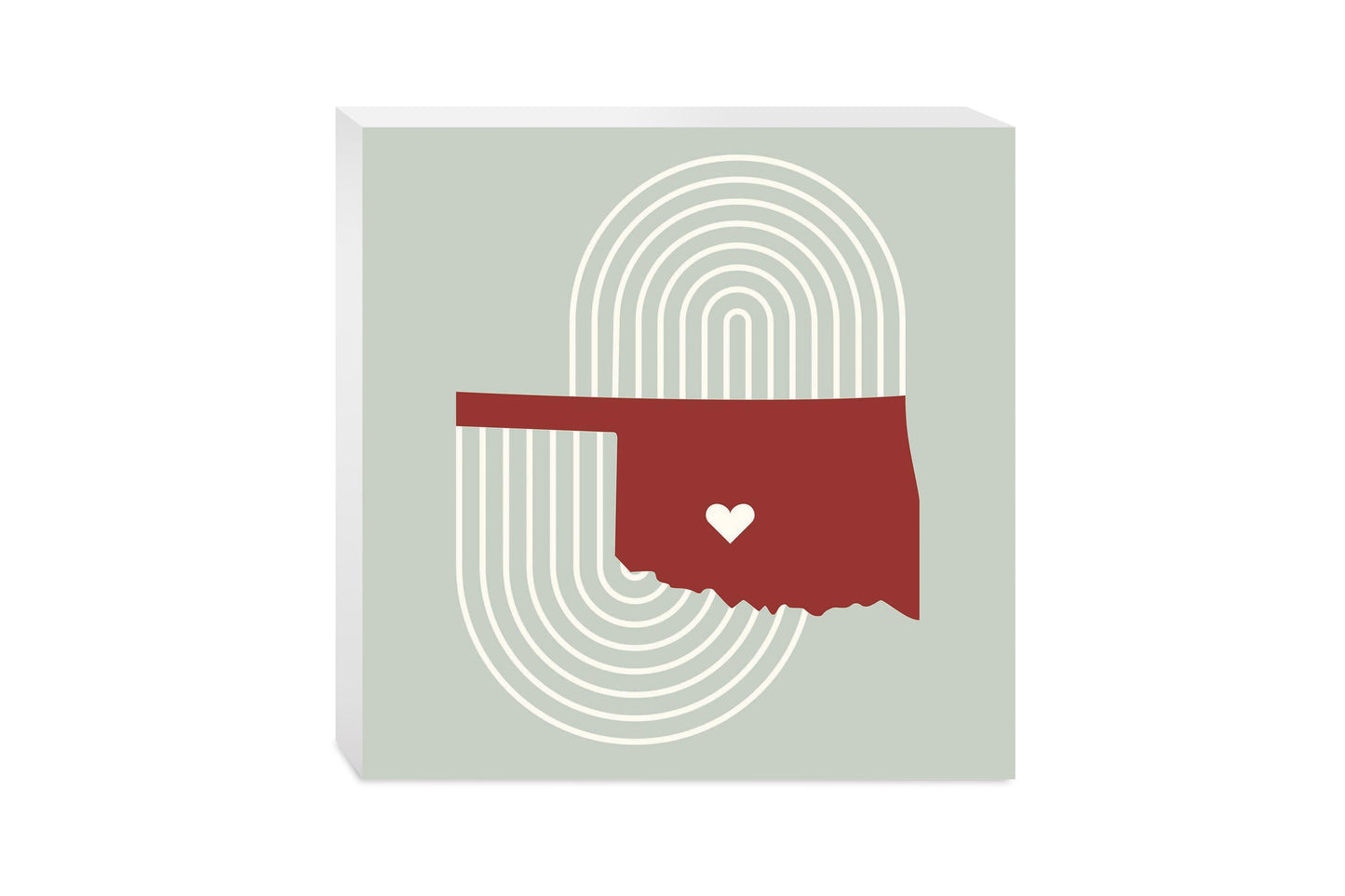 Modern Minimalist Oklahoma Chickasha Heart | Wood Block | Eaches | Min 2