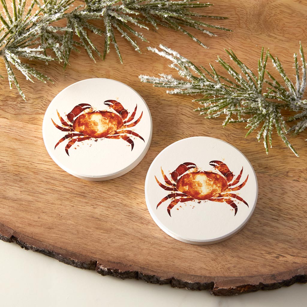 East Coast Water Color Crab | Absorbent Car Coasters | Set of 2 | Min 4