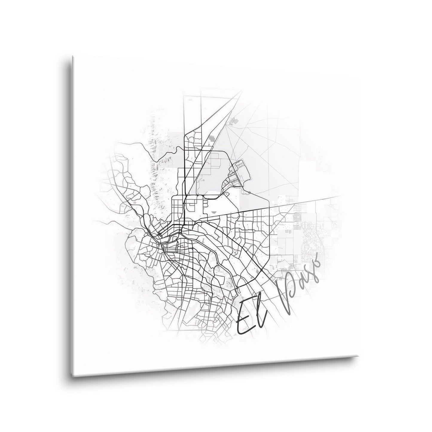 Minimalistic B&W Texas El Paso Circle Map | Hi-Def Glass Art | Eaches | Min 2