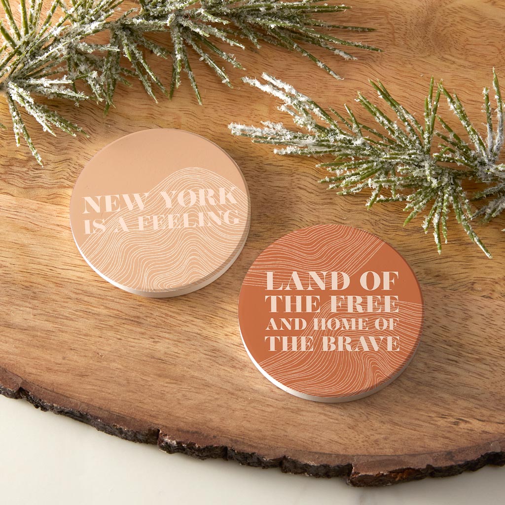 Modern Minimalist New York Quips | Absorbent Car Coasters | Set of 2 | Min 4