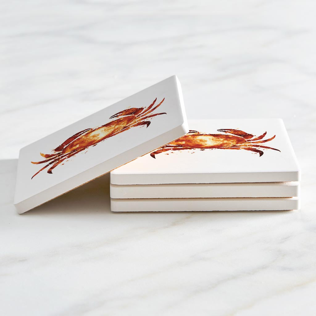 East Coast Water Color Crab | Absorbent Coasters | Set of 4 | Min 2