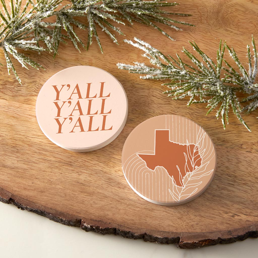 Modern Minimalist Texas Set | Absorbent Car Coasters | Set of 2 | Min 4