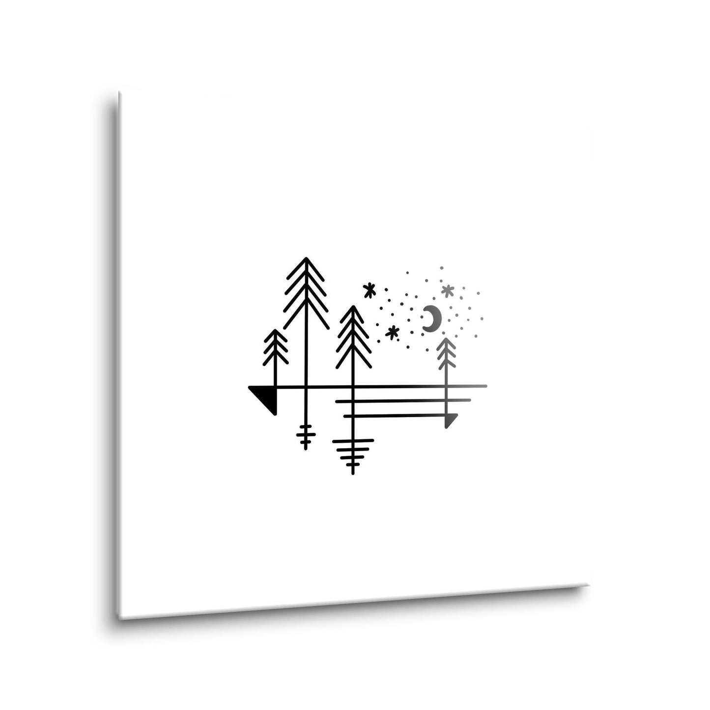 Minimalistic Tree Line Drawing On White | Hi-Def Glass Art | Eaches | Min 1