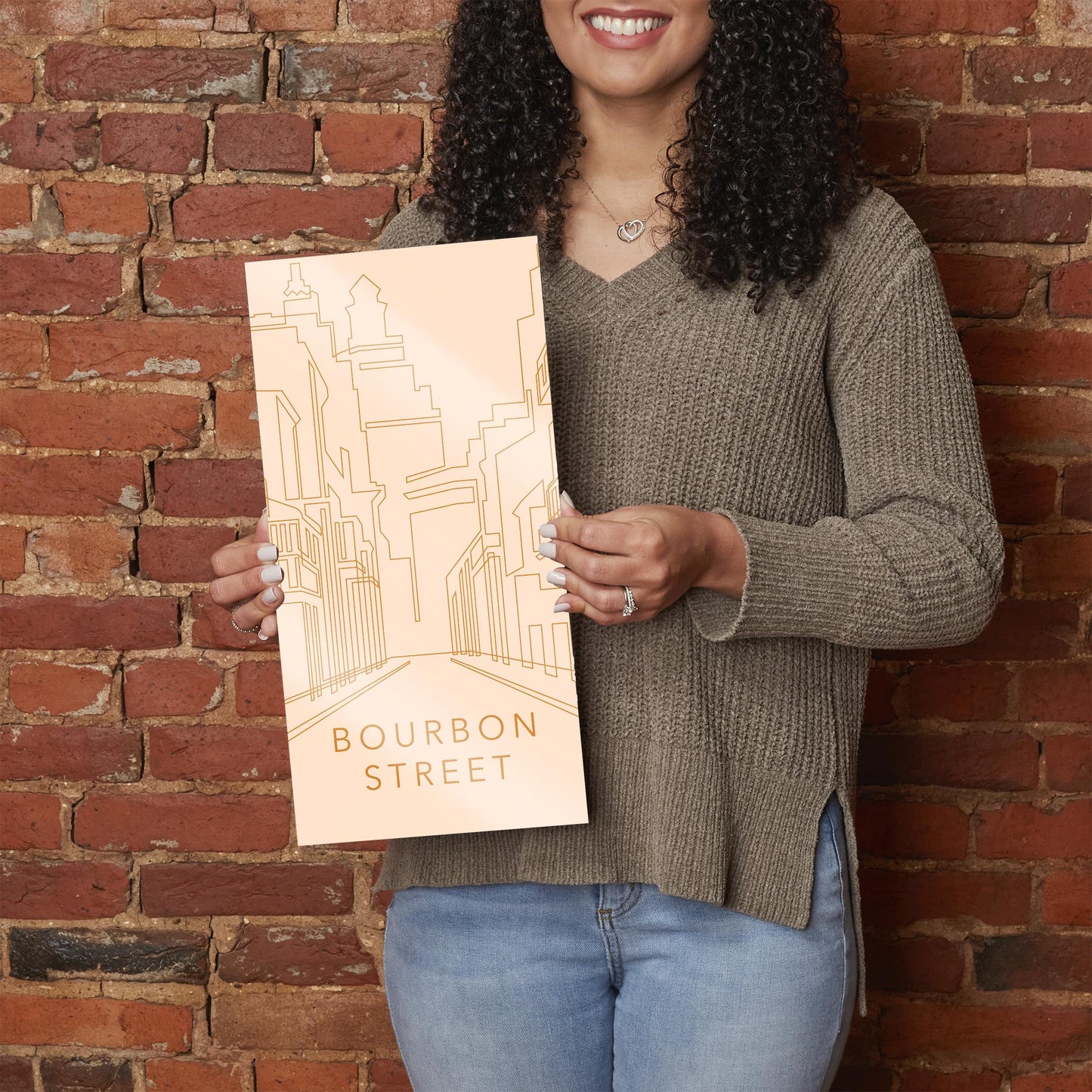 Modern Minimalist Louisiana Bourbon Street Line Drawing | Hi-Def Glass Art | Eaches | Min 2