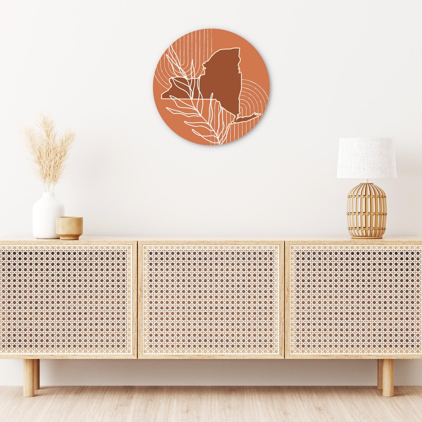 Modern Minimalist New York Shape And Leaf | Wood Sign | Eaches | Min 1