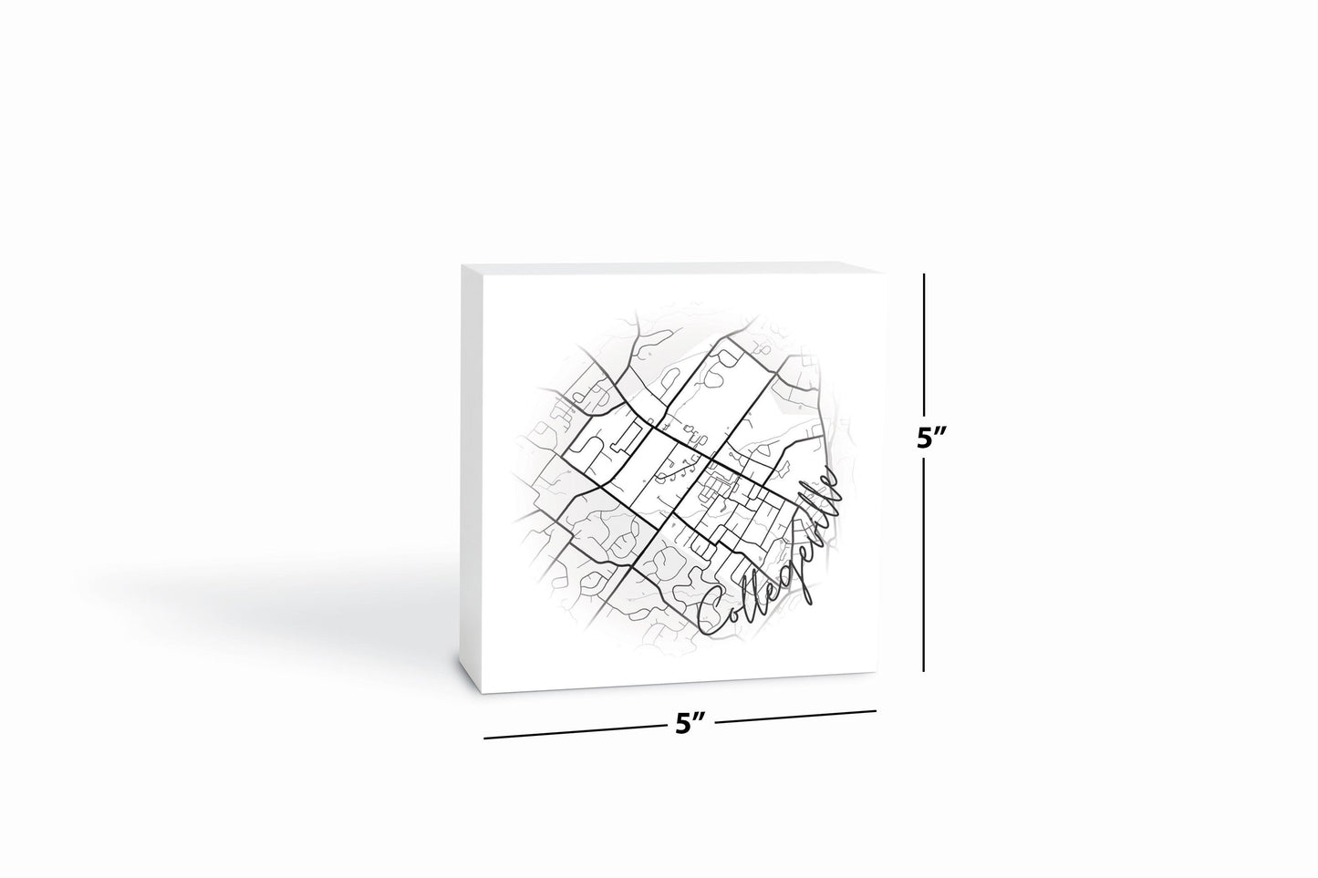 Minimalistic B&W Pennsylvania Collegeville Circle Map | Wood Block | Eaches | Min 4