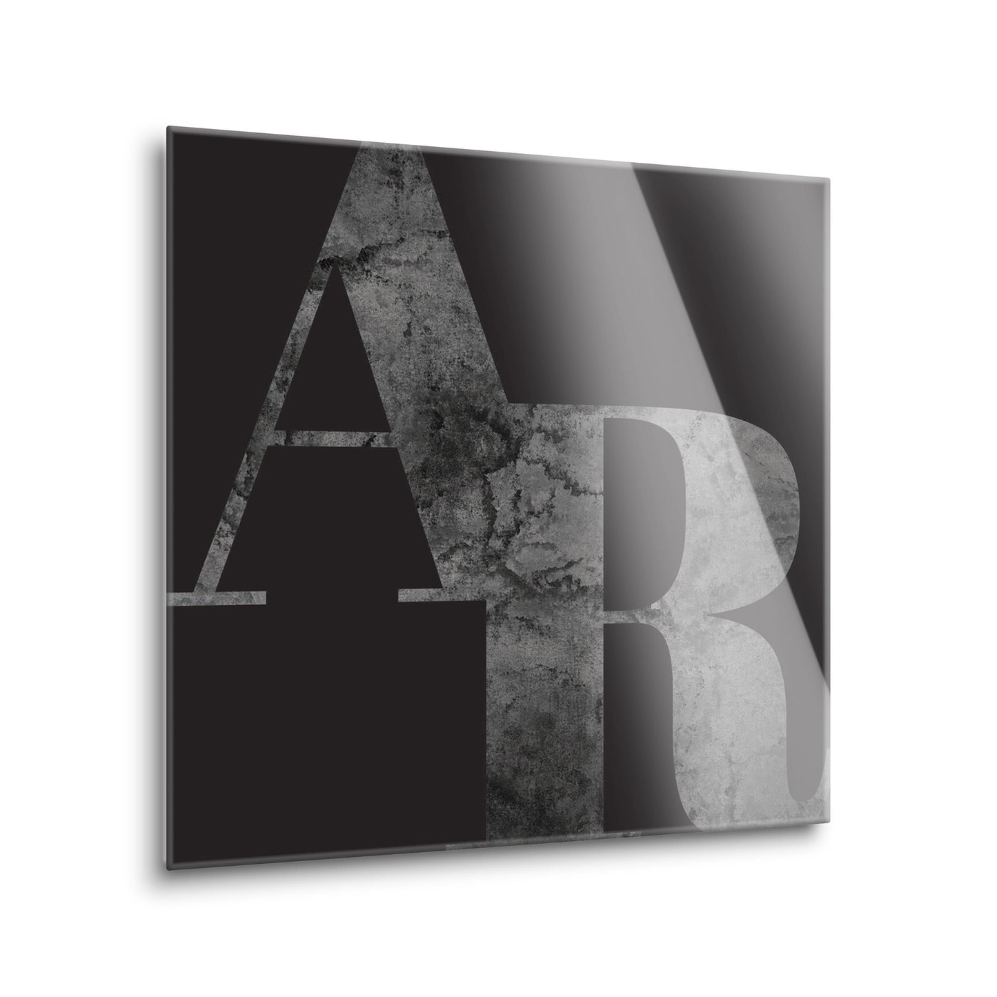 B&W Minimalist Arkansas Black Initials | Hi-Def Glass Art | Eaches | Min 2