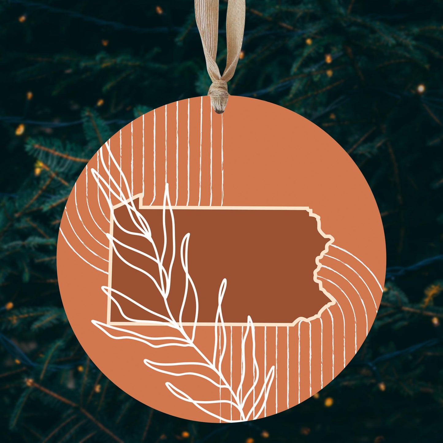 Modern Minimalist Pennsylvania State Leaf | Wood Ornament | Eaches | Min 1