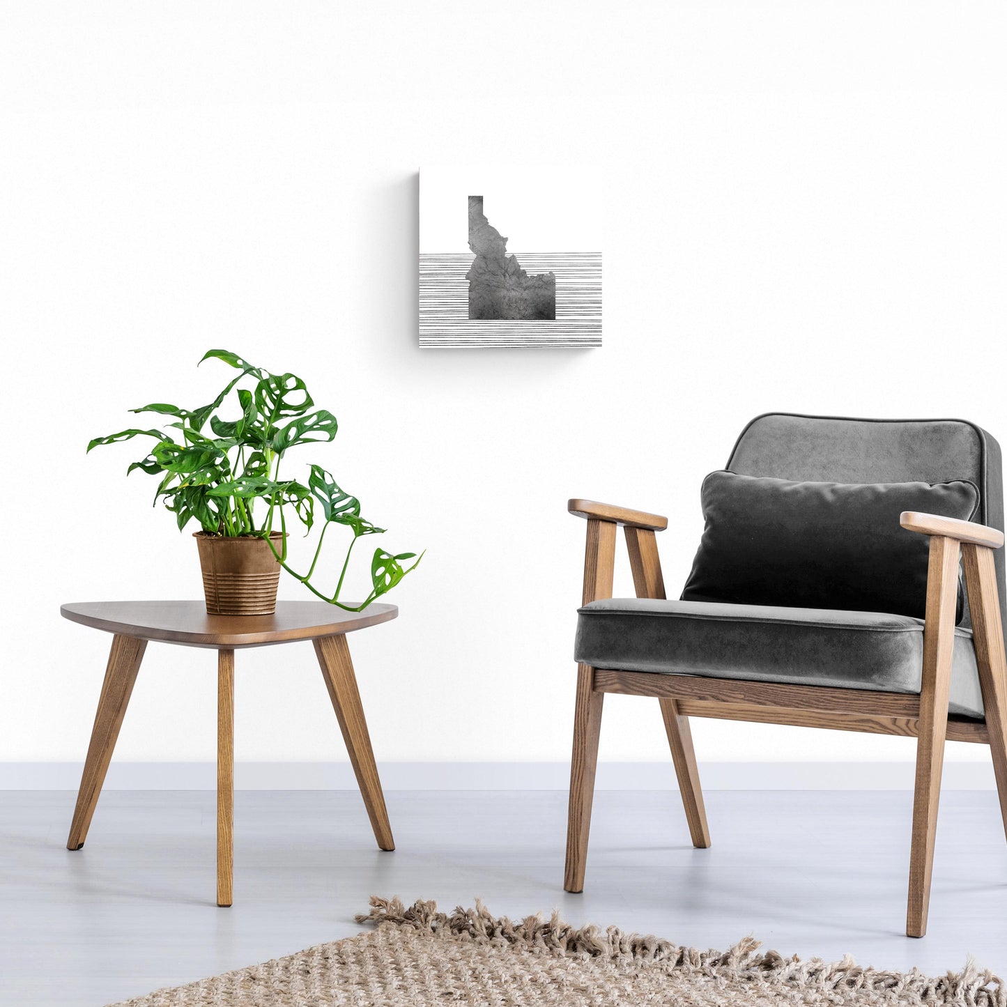 Minimalist B&W Idaho State With Straight Lines | Hi-Def Glass Art | Eaches | Min 1